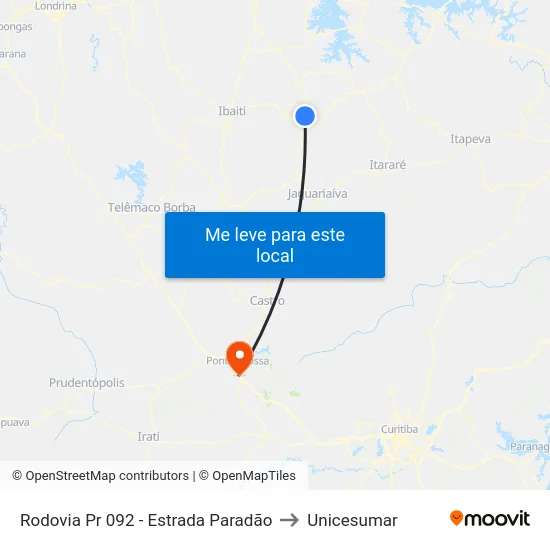 Rodovia Pr 092 - Estrada Paradão to Unicesumar map