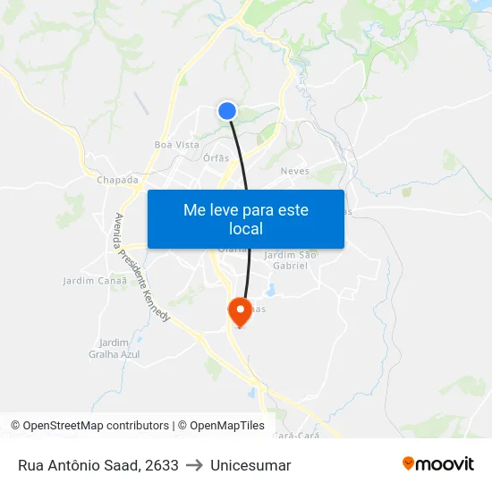 Rua Antônio Saad, 2633 to Unicesumar map