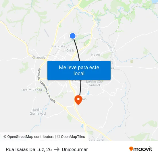 Rua Isaías Da Luz, 26 to Unicesumar map