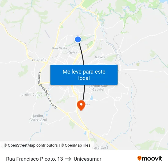 Rua Francisco Picoto, 13 to Unicesumar map