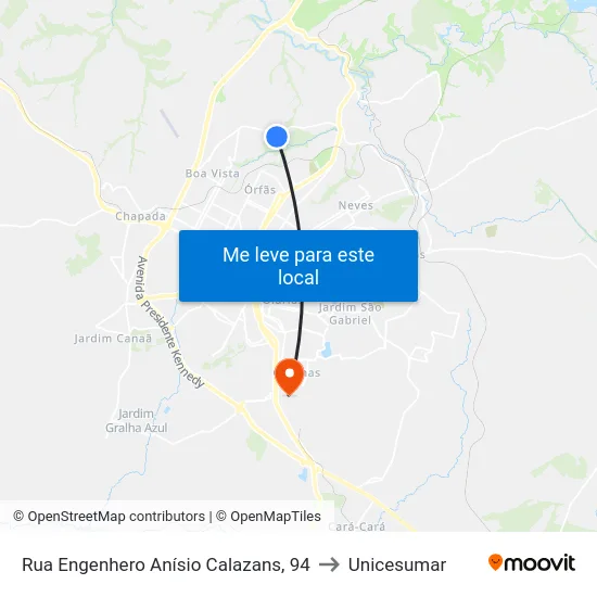 Rua Engenhero Anísio Calazans, 94 to Unicesumar map