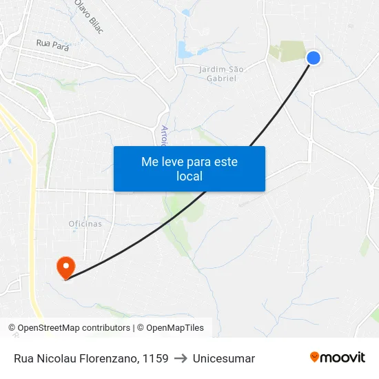 Rua Nicolau Florenzano, 1159 to Unicesumar map