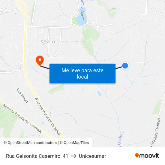 Rua Gelsonita Casemiro, 41 to Unicesumar map