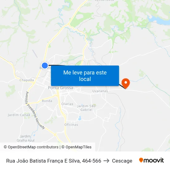 Rua João Batista França E Silva, 464-566 to Cescage map