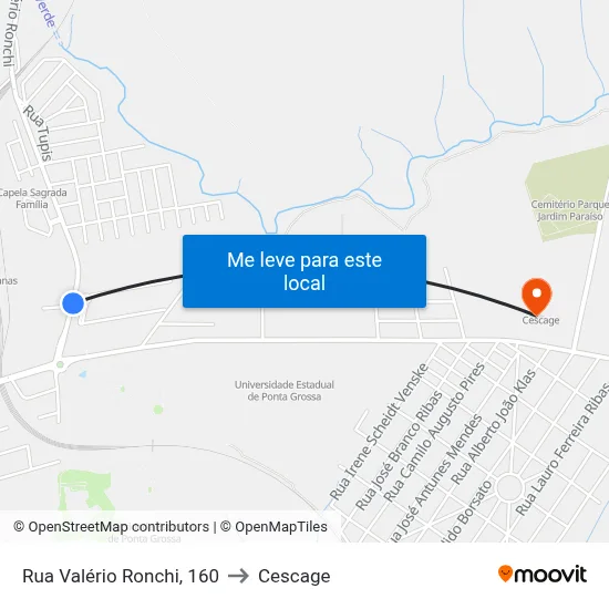 Rua Valério Ronchi, 160 to Cescage map