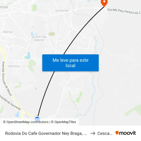 Rodovia Do Cafe Governador Ney Braga, 3587 to Cescage map