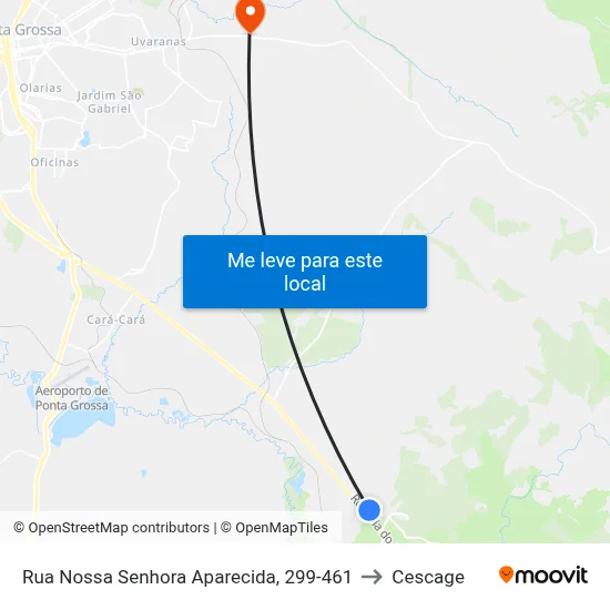 Rua Nossa Senhora Aparecida, 299-461 to Cescage map