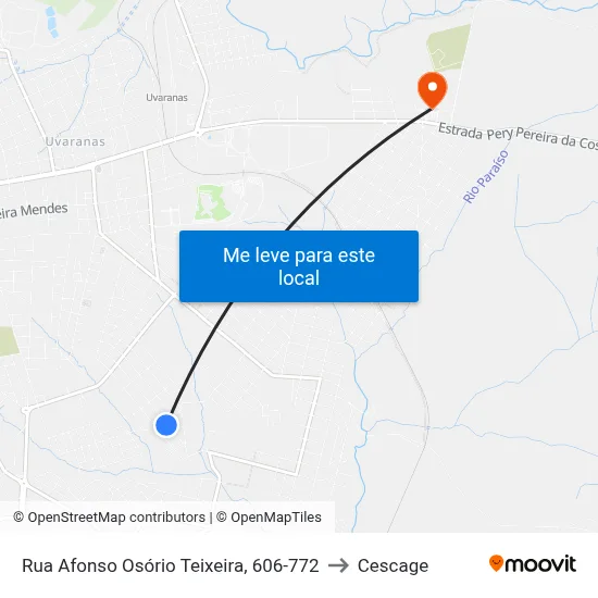 Rua Afonso Osório Teixeira, 606-772 to Cescage map