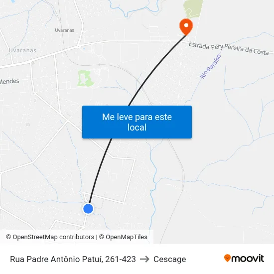 Rua Padre Antônio Patuí, 261-423 to Cescage map