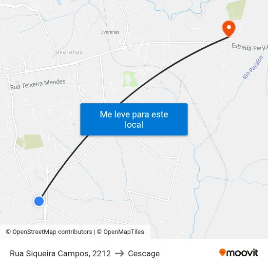 Rua Siqueira Campos, 2212 to Cescage map