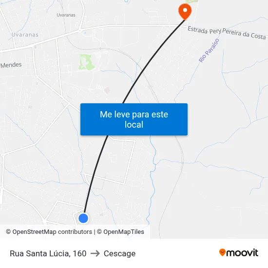 Rua Santa Lúcia, 160 to Cescage map