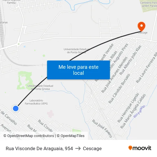 Rua Visconde De Araguaia, 954 to Cescage map