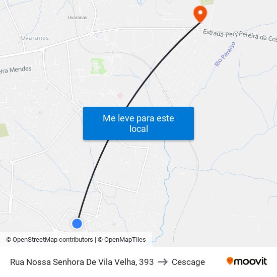 Rua Nossa Senhora De Vila Velha, 393 to Cescage map