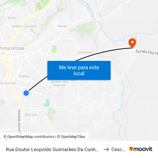 Rua Doutor Leopoldo Guimarães Da Cunha, 881-1015 to Cescage map