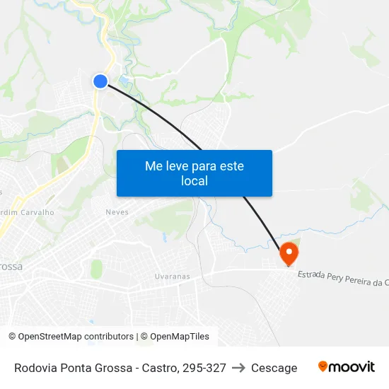 Rodovia Ponta Grossa - Castro, 295-327 to Cescage map