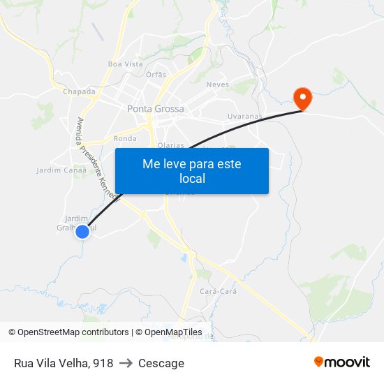 Rua Vila Velha, 918 to Cescage map