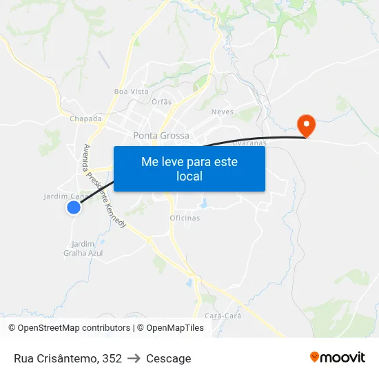 Rua Crisântemo, 352 to Cescage map