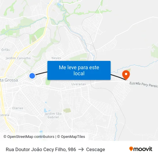 Rua Doutor João Cecy Filho, 986 to Cescage map