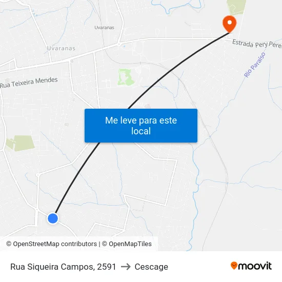 Rua Siqueira Campos, 2591 to Cescage map