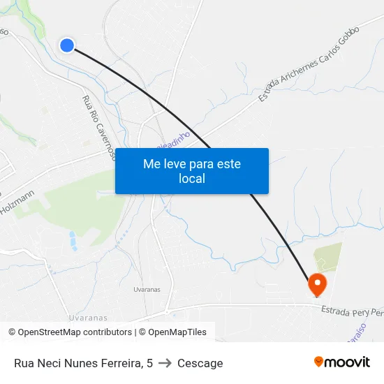 Rua Neci Nunes Ferreira, 5 to Cescage map