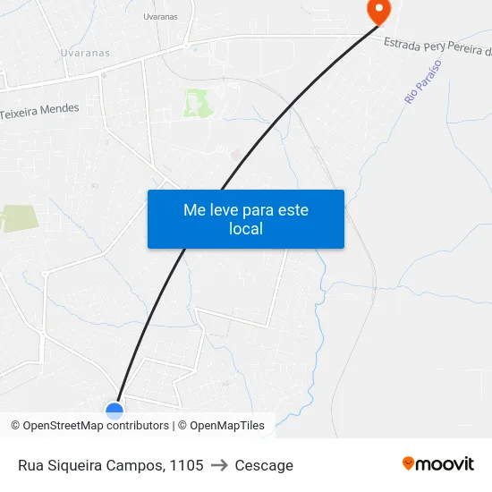 Rua Siqueira Campos, 1105 to Cescage map