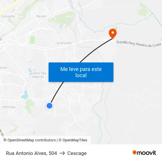 Rua Antonio Alves, 504 to Cescage map