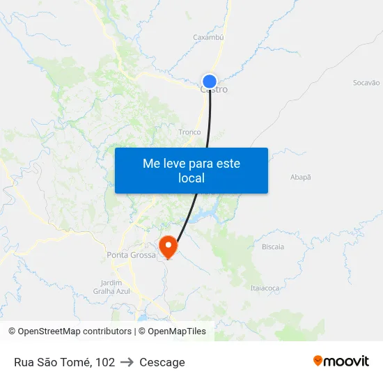 Rua São Tomé, 102 to Cescage map