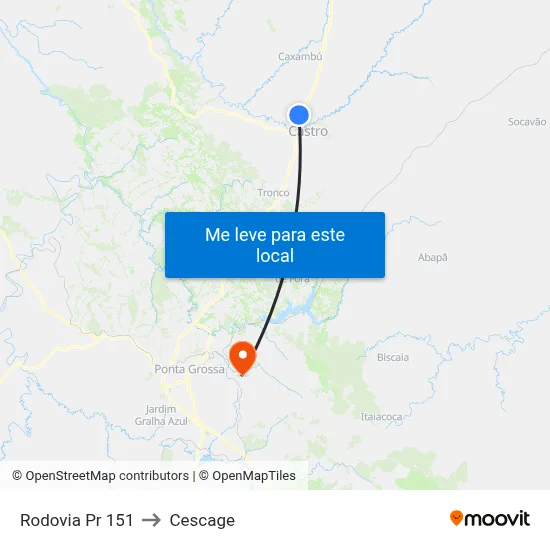 Rodovia Pr 151 to Cescage map