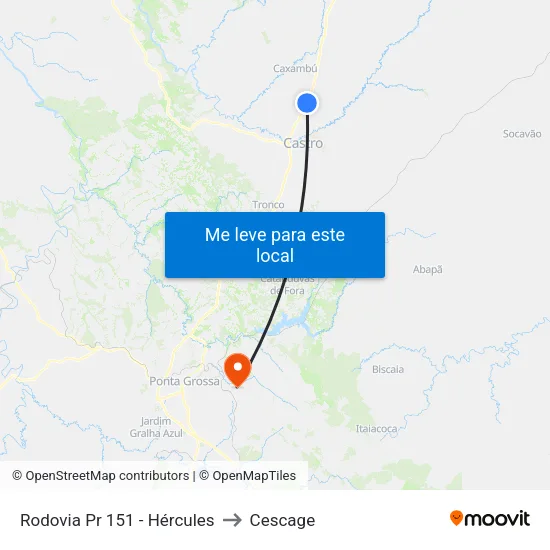 Rodovia Pr 151 - Hércules to Cescage map