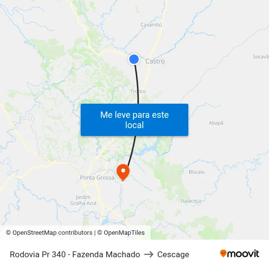 Rodovia Pr 340 - Fazenda Machado to Cescage map