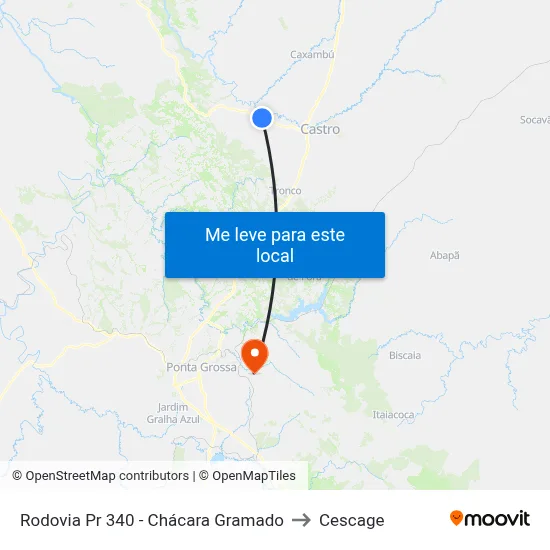 Rodovia Pr 340 - Chácara Gramado to Cescage map