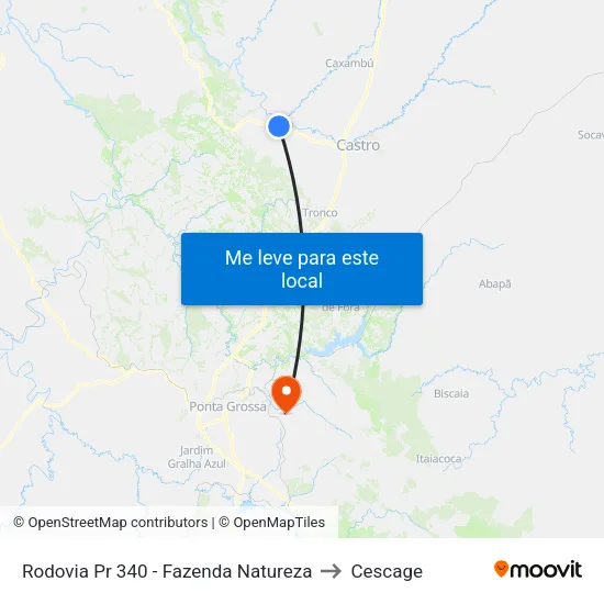 Rodovia Pr 340 - Fazenda Natureza to Cescage map
