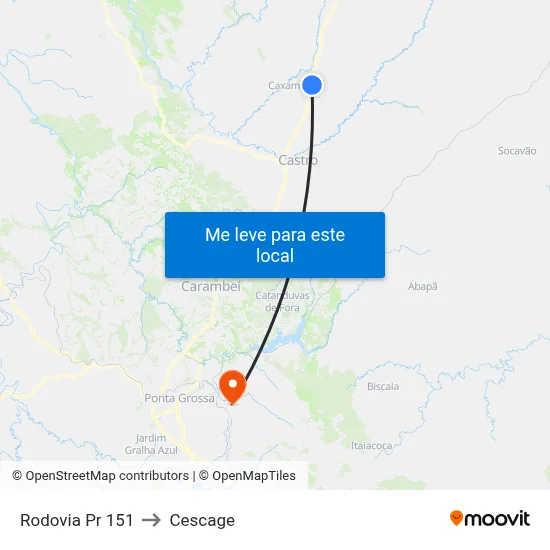 Rodovia Pr 151 to Cescage map