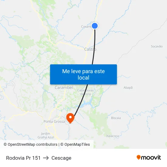 Rodovia Pr 151 to Cescage map