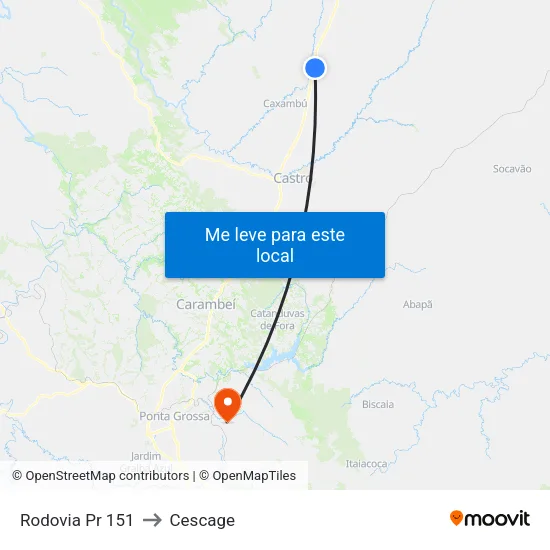 Rodovia Pr 151 to Cescage map