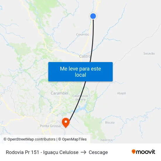 Rodovia Pr 151 - Iguaçu Celulose to Cescage map