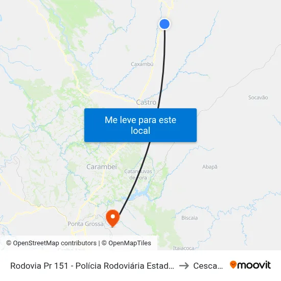 Rodovia Pr 151 - Polícia Rodoviária Estadual to Cescage map