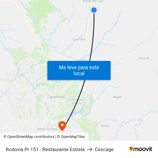 Rodovia Pr 151 - Restaurante Estrela to Cescage map