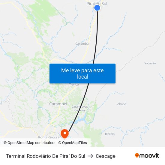 Terminal Rodoviário De Piraí Do Sul to Cescage map