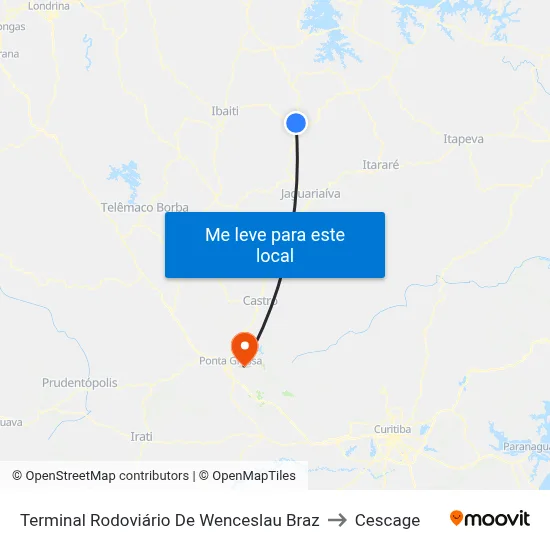 Terminal Rodoviário De Wenceslau Braz to Cescage map