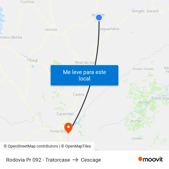 Rodovia Pr 092 - Tratorcase to Cescage map