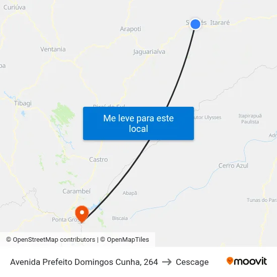 Avenida Prefeito Domingos Cunha, 264 to Cescage map