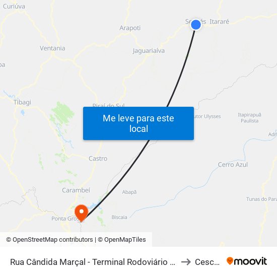 Rua Cândida Marçal - Terminal Rodoviário De Sengés to Cescage map