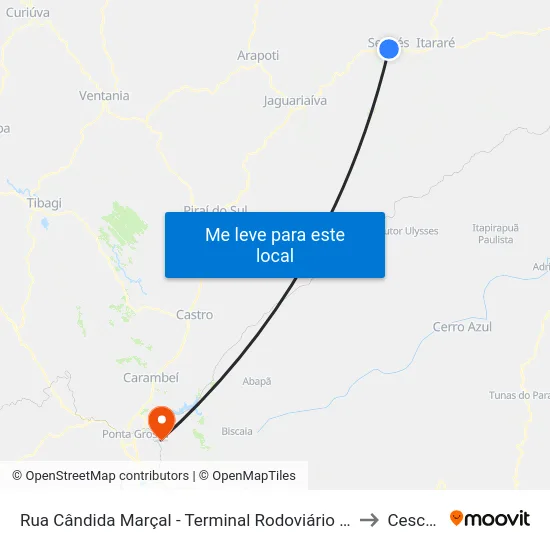 Rua Cândida Marçal - Terminal Rodoviário De Sengés to Cescage map