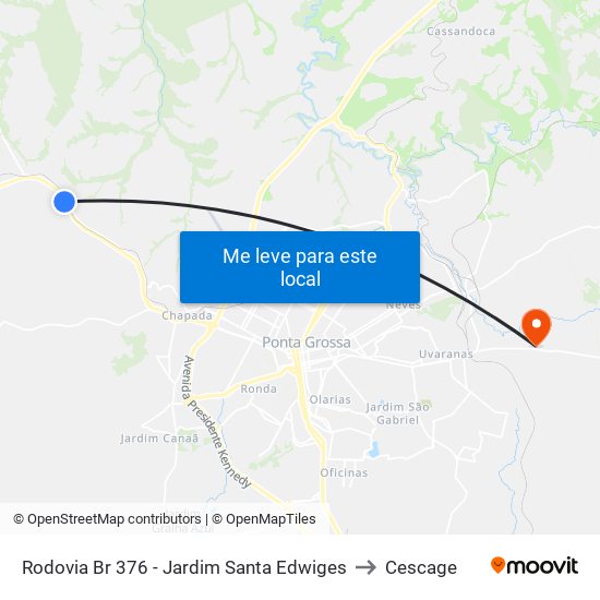 Rodovia Br 376 - Jardim Santa Edwiges to Cescage map