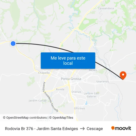 Rodovia Br 376 - Jardim Santa Edwiges to Cescage map