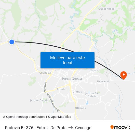 Rodovia Br 376 - Estrela De Prata to Cescage map