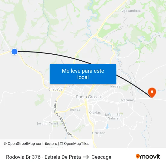 Rodovia Br 376 - Estrela De Prata to Cescage map