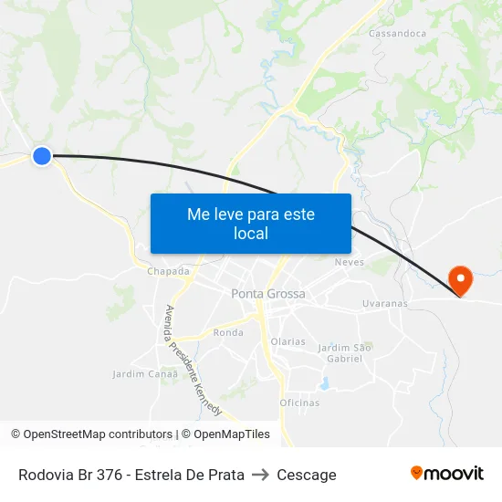 Rodovia Br 376 - Estrela De Prata to Cescage map