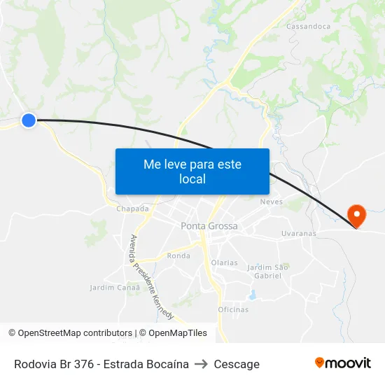 Rodovia Br 376 - Estrada Bocaína to Cescage map